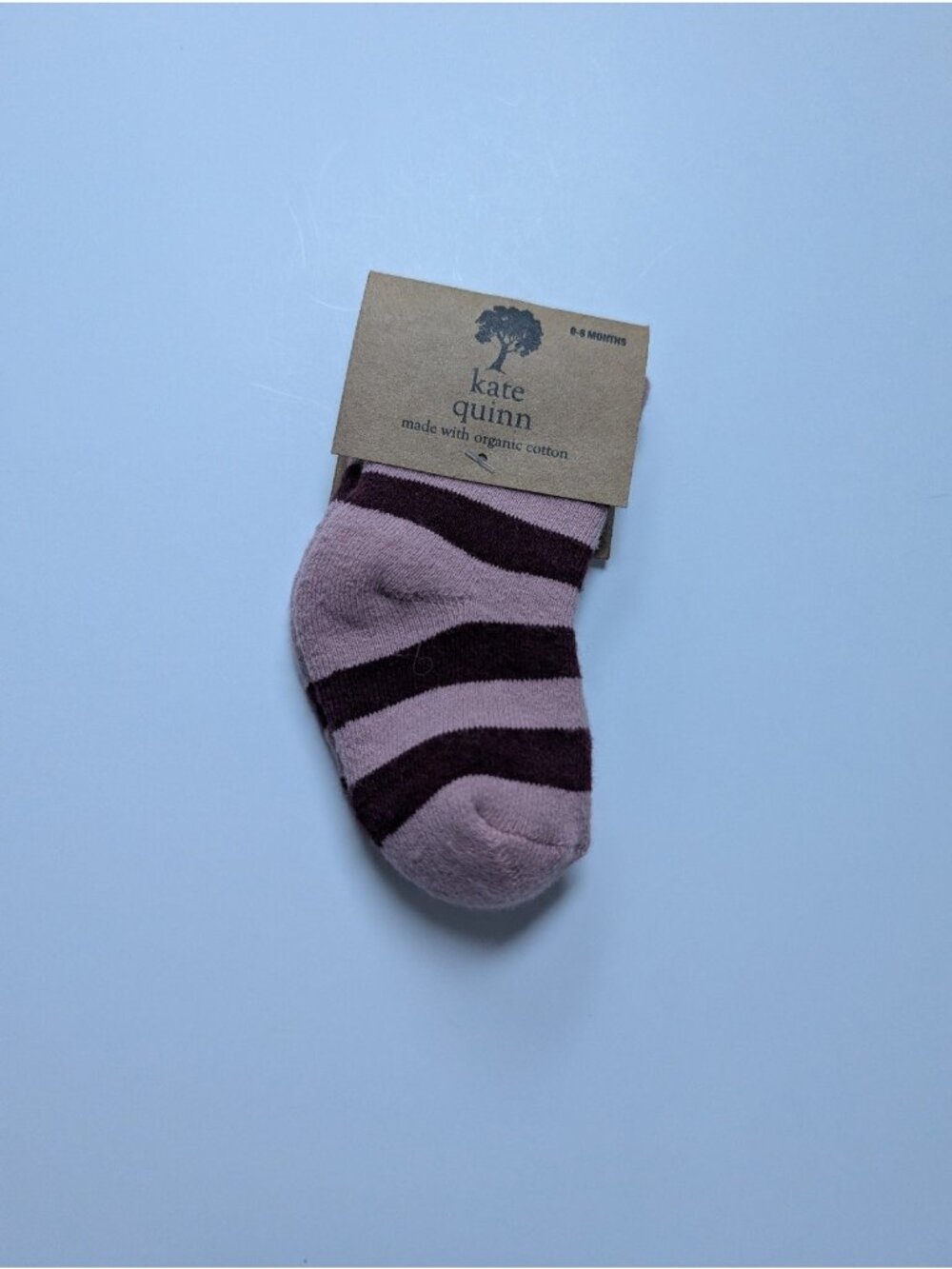 Kate Quinn Organic Cotton Woodrose Pink Striped Baby Socks 0-6 Months